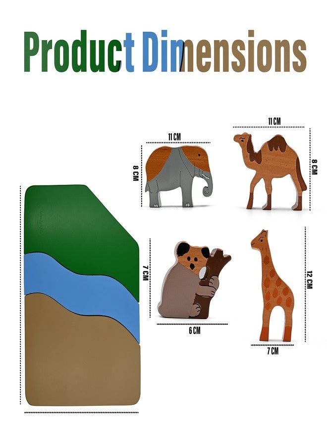 فيكريدا مجموعة ألعاب فيكريدا المكونة من 4 قطع من مجسمات الحيوانات الخشبية، مصنوعة من خشب طبيعي ناعم، ألعاب تعليمية للأطفال الصغار في مرحلة ما قبل المدرسة - Image 3